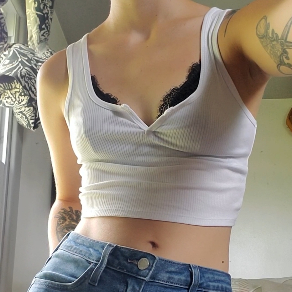White Ribed Crop Top